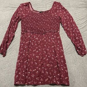 Art Class Burgundy Floral Casual Dress